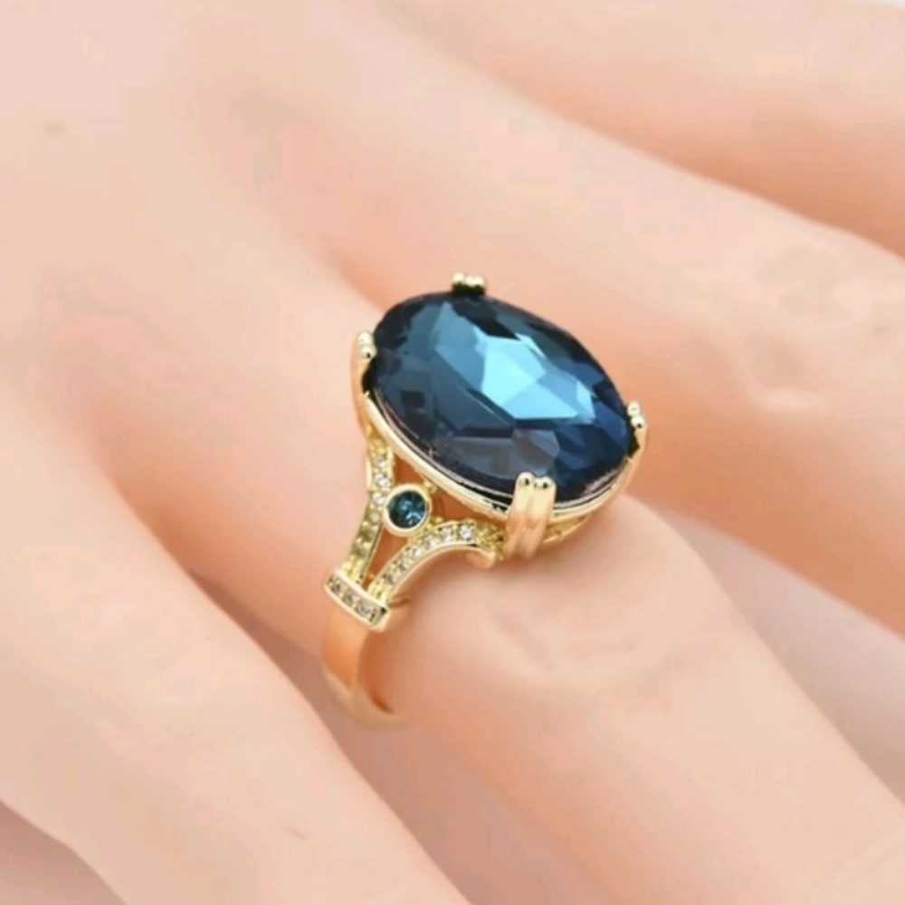 New Gold Oval Cut Gemstone Birthstone Wedding En - Picture 5 of 5